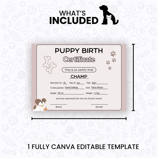 Pet Birth Certificate
