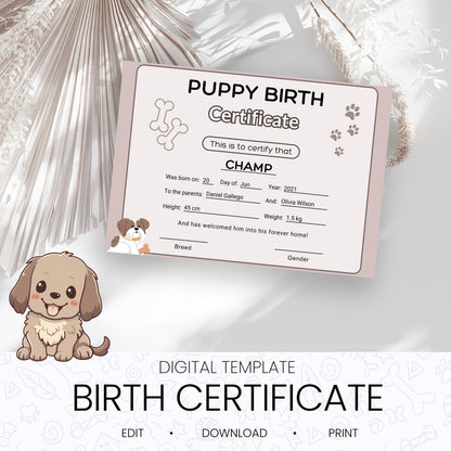 Pet Birth Certificate