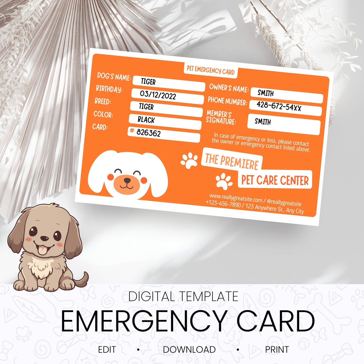 Pet Emergency Card