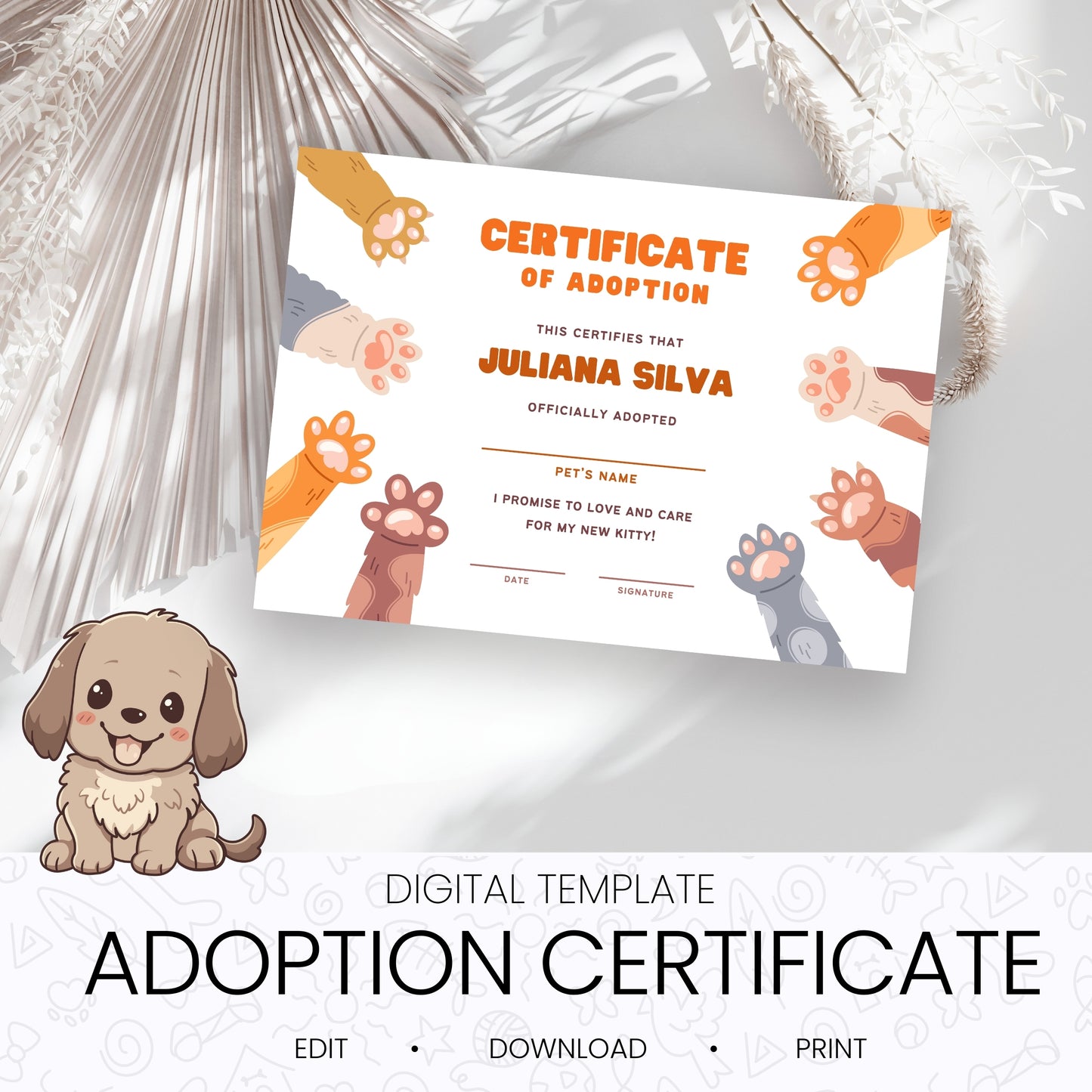 Pet Adoption Certificate