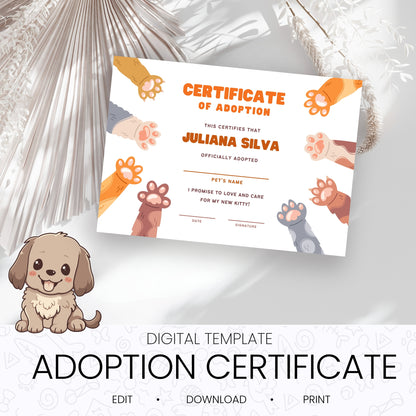 Pet Adoption Certificate
