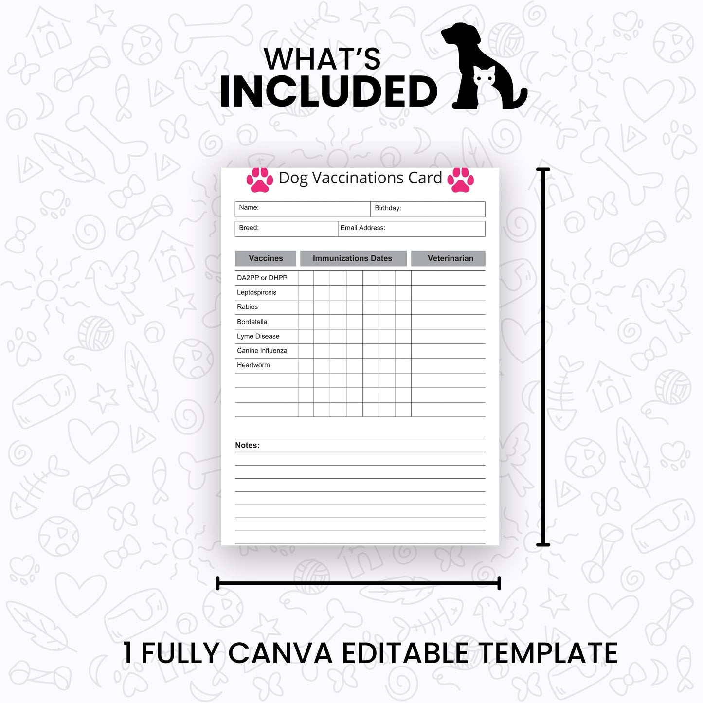 Dog Vaccination Card