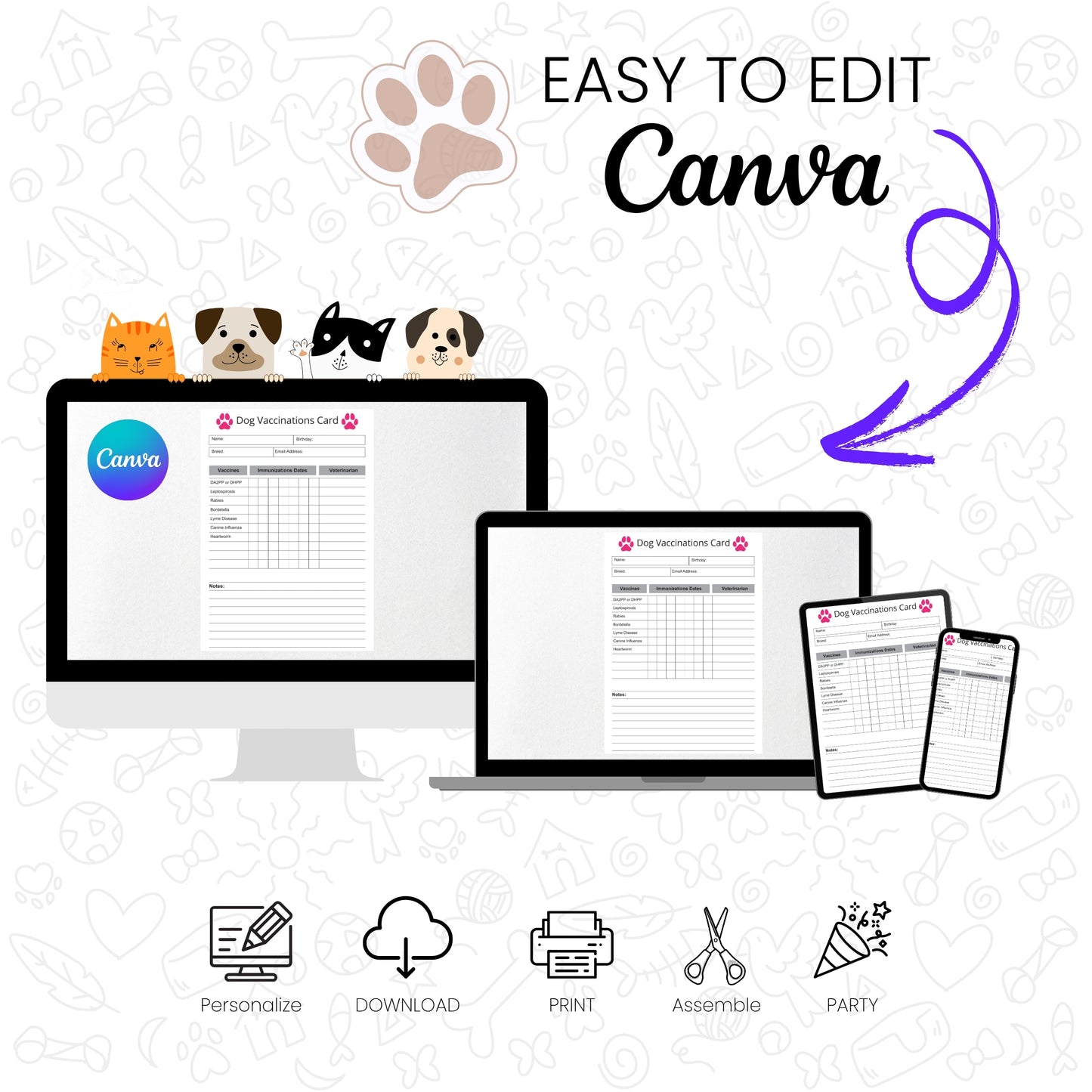 Dog Vaccination Card